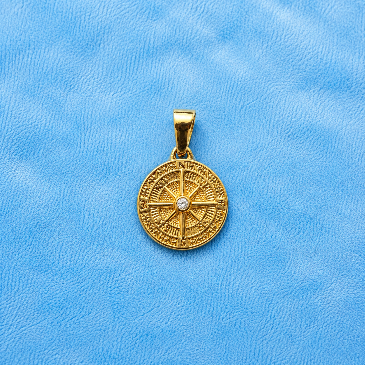 Gold Compass Medallion Pendant