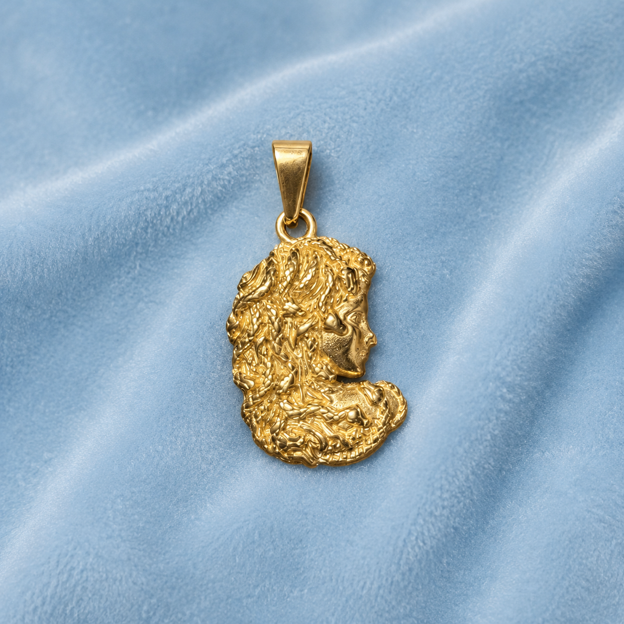 Gold Greek Goddess Profile Pendant