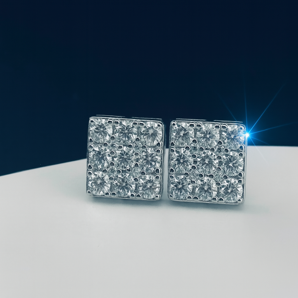 ICED OUT SQUARE EARRINGS