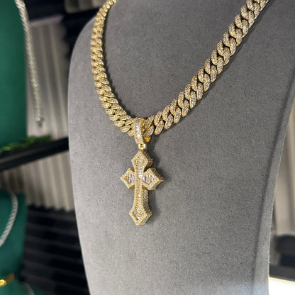 CUBAN CHAIN 10MM & BIG CROSS PENDANT