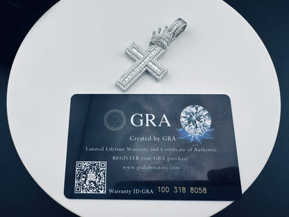 ICED OUT CROSS WITH CROWN PENDANT