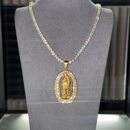 TENNIS CHAIN 4MM & SAINT MARY PENDANT