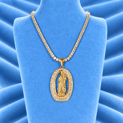 TENNIS CHAIN 4MM & SAINT MARY PENDANT
