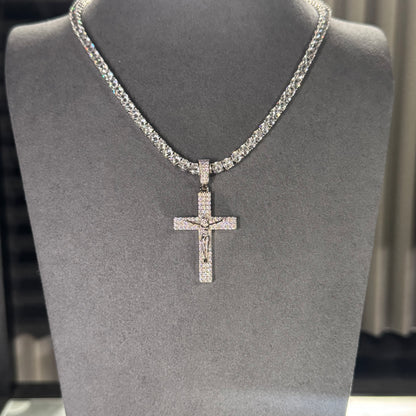 TENNIS CHAIN & CRUCIFX PENDANT