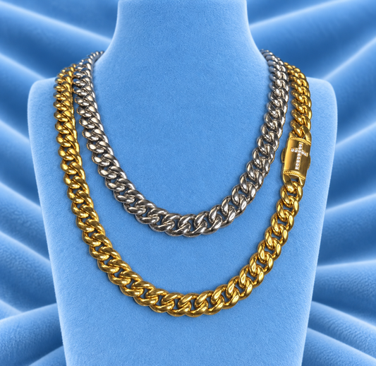 12mm Cuban Cross Clasp Chain 5A CZ