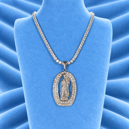 TENNIS CHAIN 4MM & SAINT MARY PENDANT