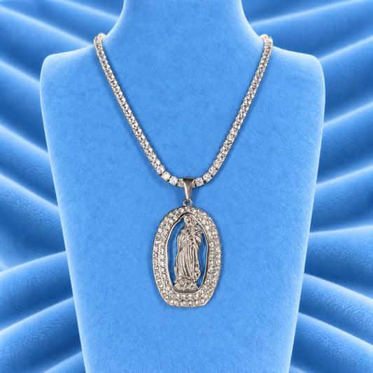 TENNIS CHAIN 4MM & SAINT MARY PENDANT