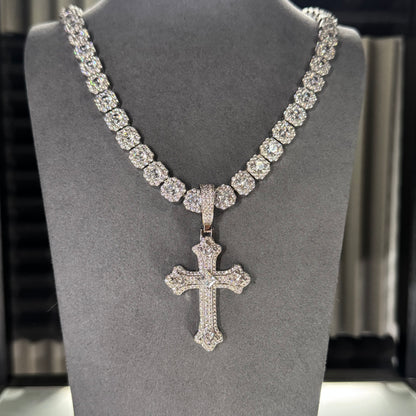 9MM CLUSTER CHAIN & CROSS PENDANT