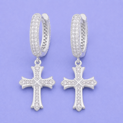CROSS HOOP EARRINGS VVS MOISSANITE