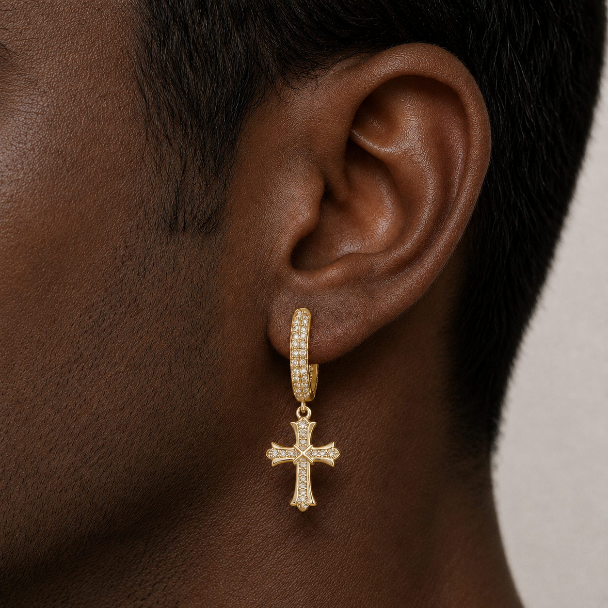 CROSS HOOP EARRINGS VVS MOISSANITE