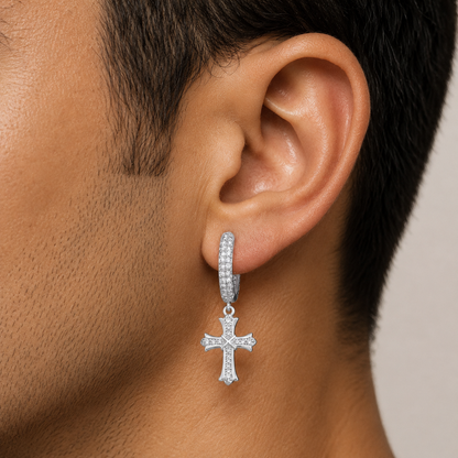 CROSS HOOP EARRINGS VVS MOISSANITE