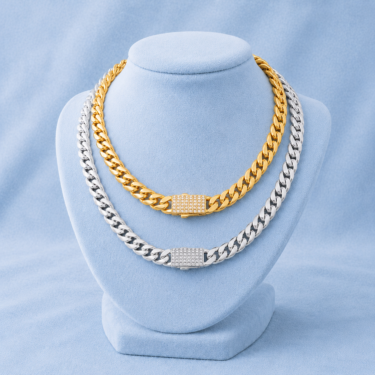 8mm Cuban Iced Clasp Chain 5A CZ