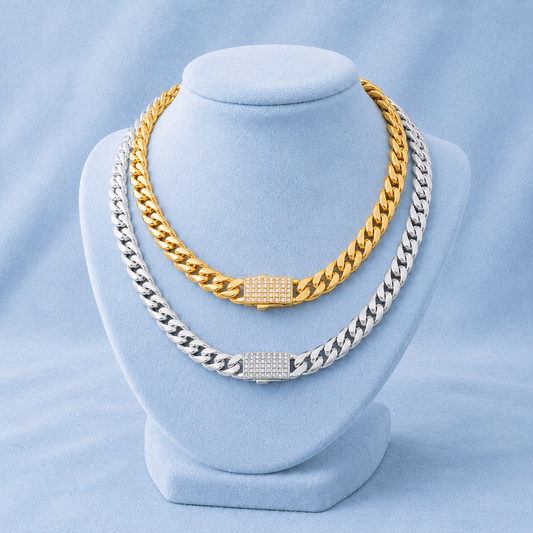 8mm Cuban Iced Clasp Chain 5A CZ