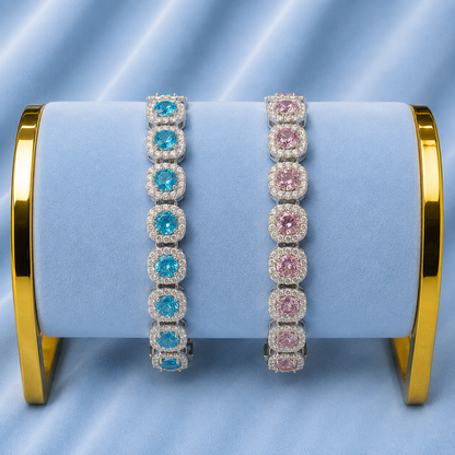 12mm Colored Baguette Bracelet 5A cz