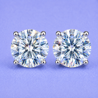 8mm STUD EARRINGS VVS MOISSANITE 4CTW