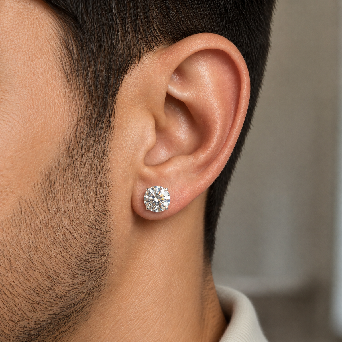 8mm STUD EARRINGS VVS MOISSANITE 4CTW