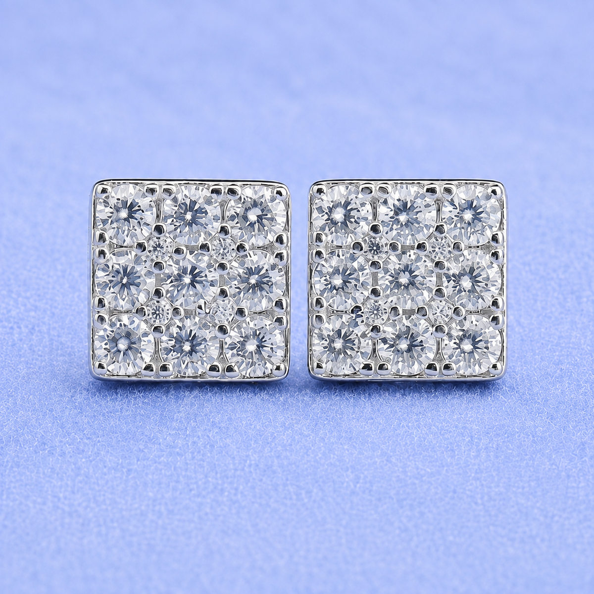 11mm SQUARE EARRINGS VVS MOISSANITE