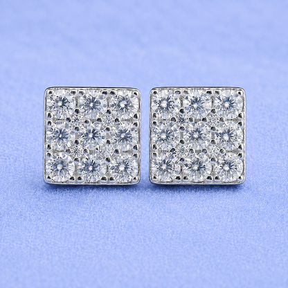 11mm SQUARE EARRINGS VVS MOISSANITE