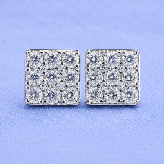 11mm SQUARE EARRINGS VVS MOISSANITE