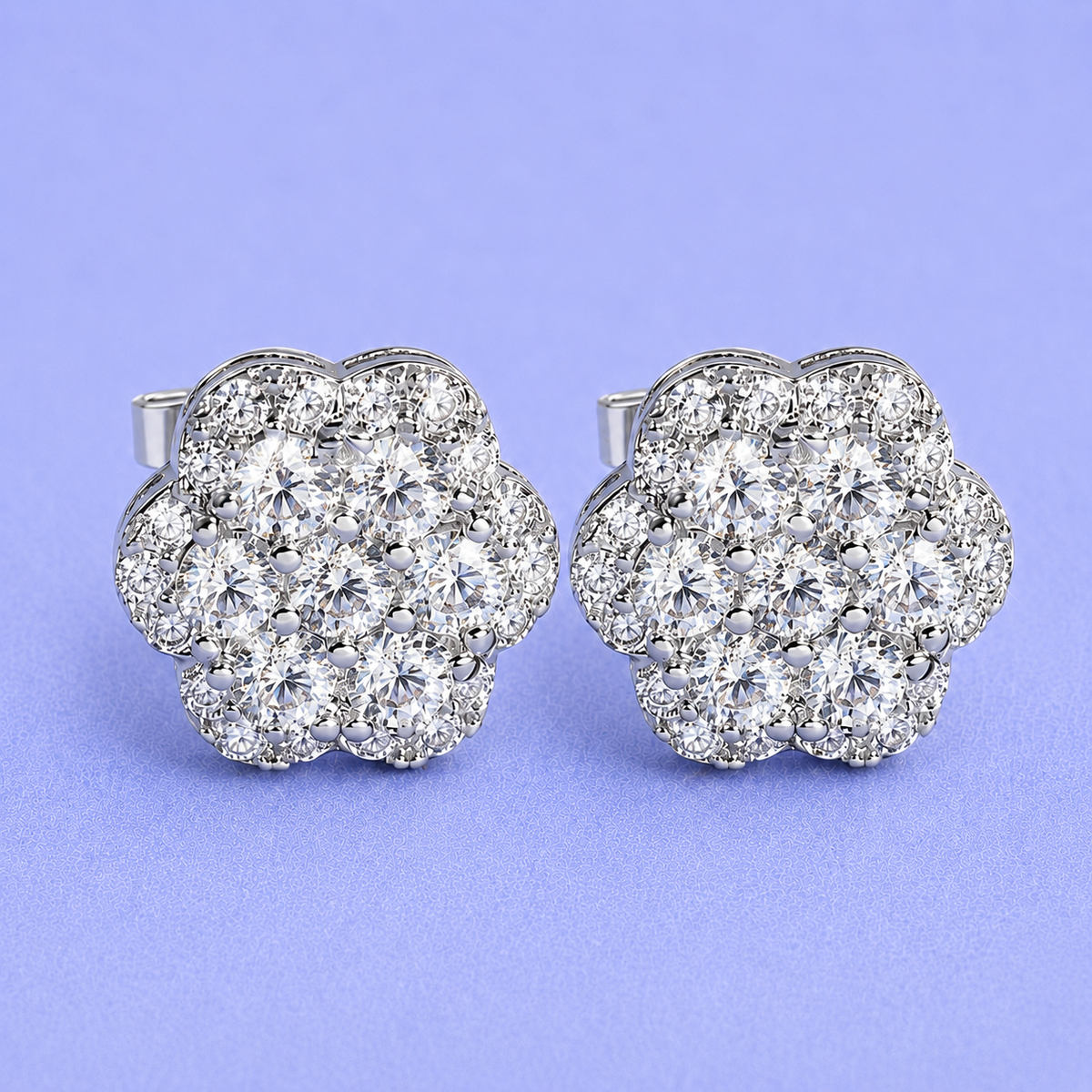 9mm FLOWER EARRINGS VVS MOISSANITE