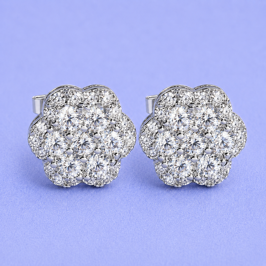 9mm FLOWER EARRINGS VVS MOISSANITE