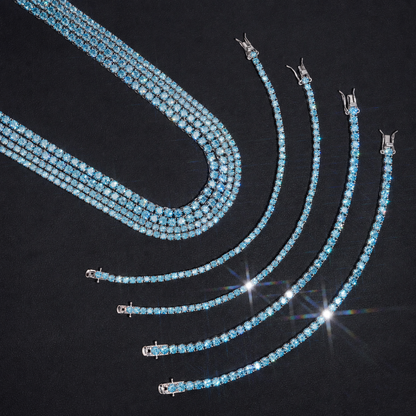 BLUE TENNIS CHAIN 3-4MM VVS MOISSANITE