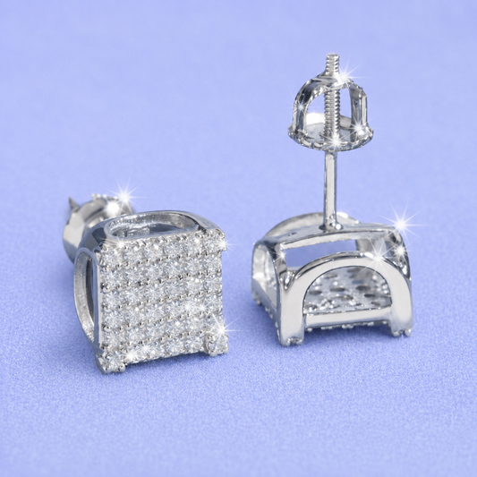 8MM SQUARE EARRINGS MOISSANITE VVS