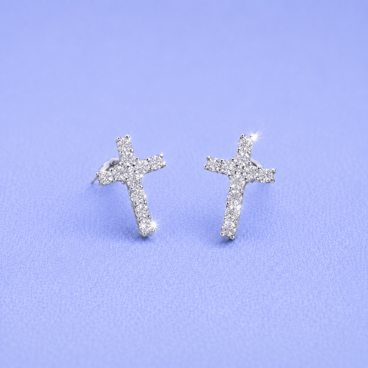 CROSS EARRINGS MOISSANITE VVS