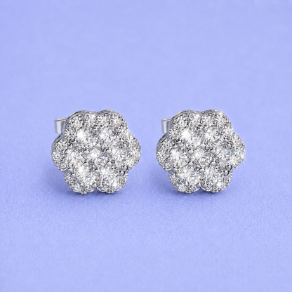 9mm FLOWER EARRINGS VVS MOISSANITE