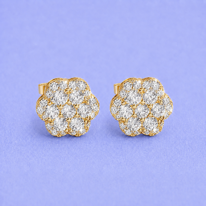 9mm FLOWER EARRINGS VVS MOISSANITE