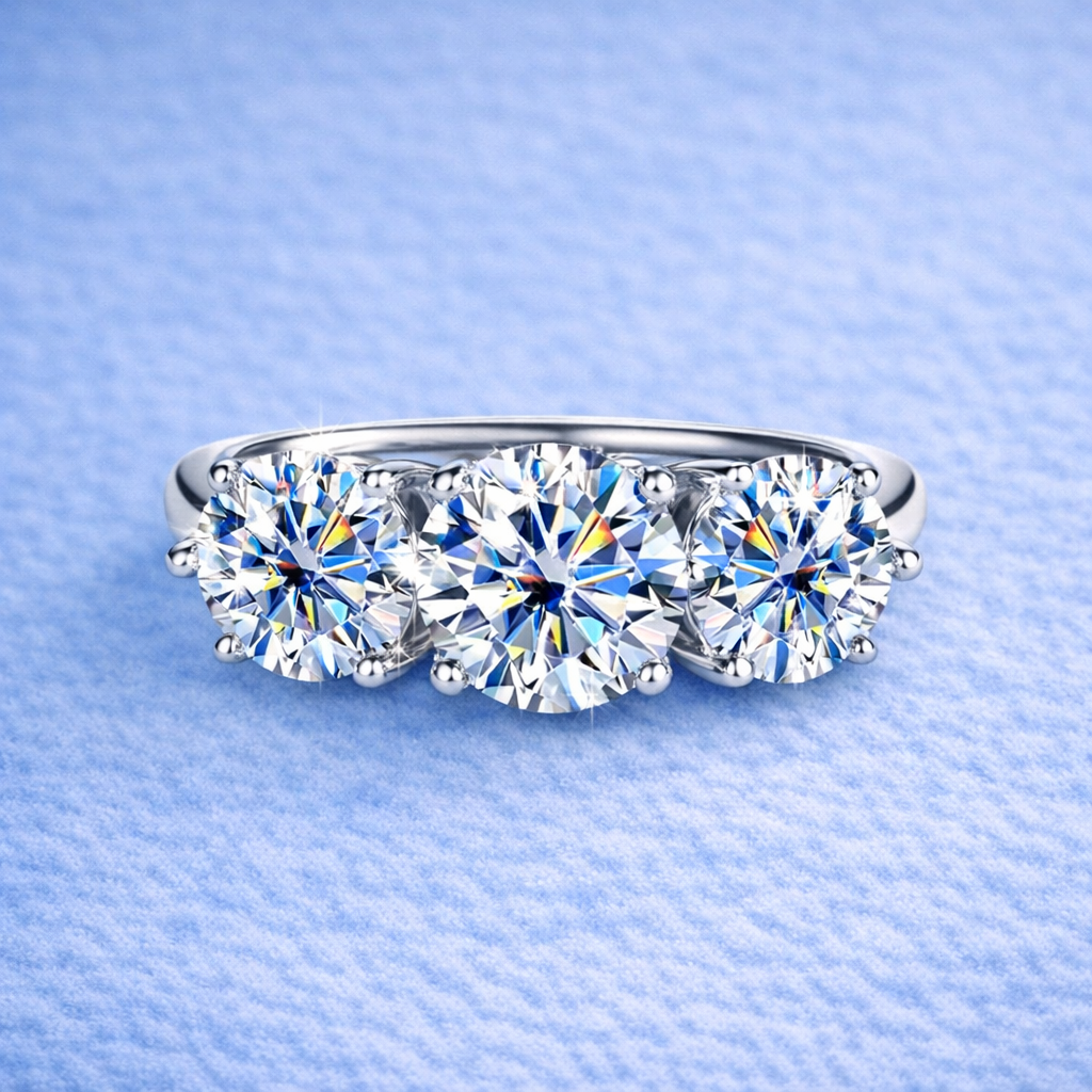 TRIPLE MOISSANTE RING VVS MOISSANITE