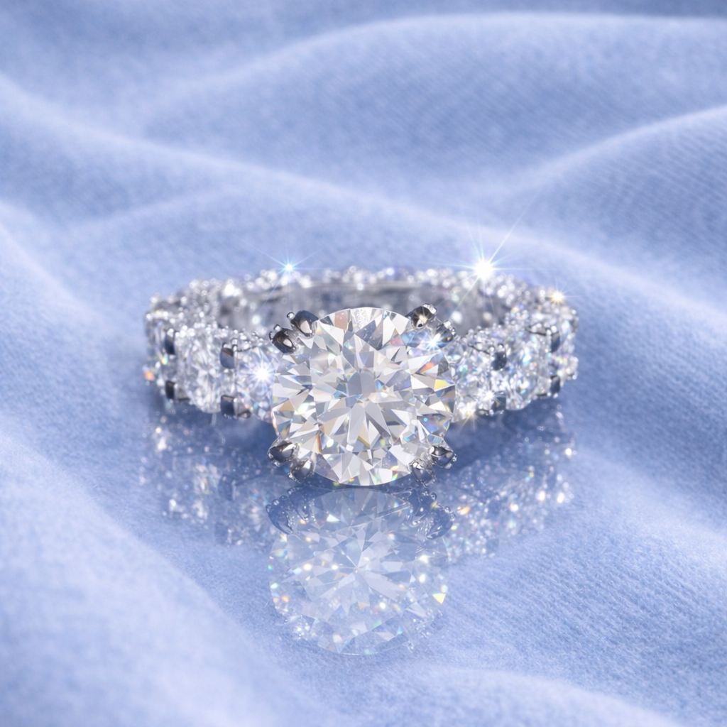 5ct ROUND MAIN TONE MOISSANITE VVS