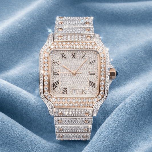 Bust Down VVS Moissanite Watch 14K Rose Gold 42MM 16 CT - jewelryresell