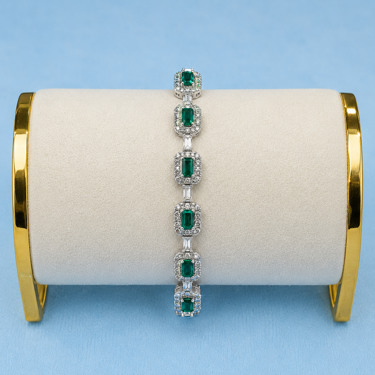 GREEN EMERALD CUT BRACELET