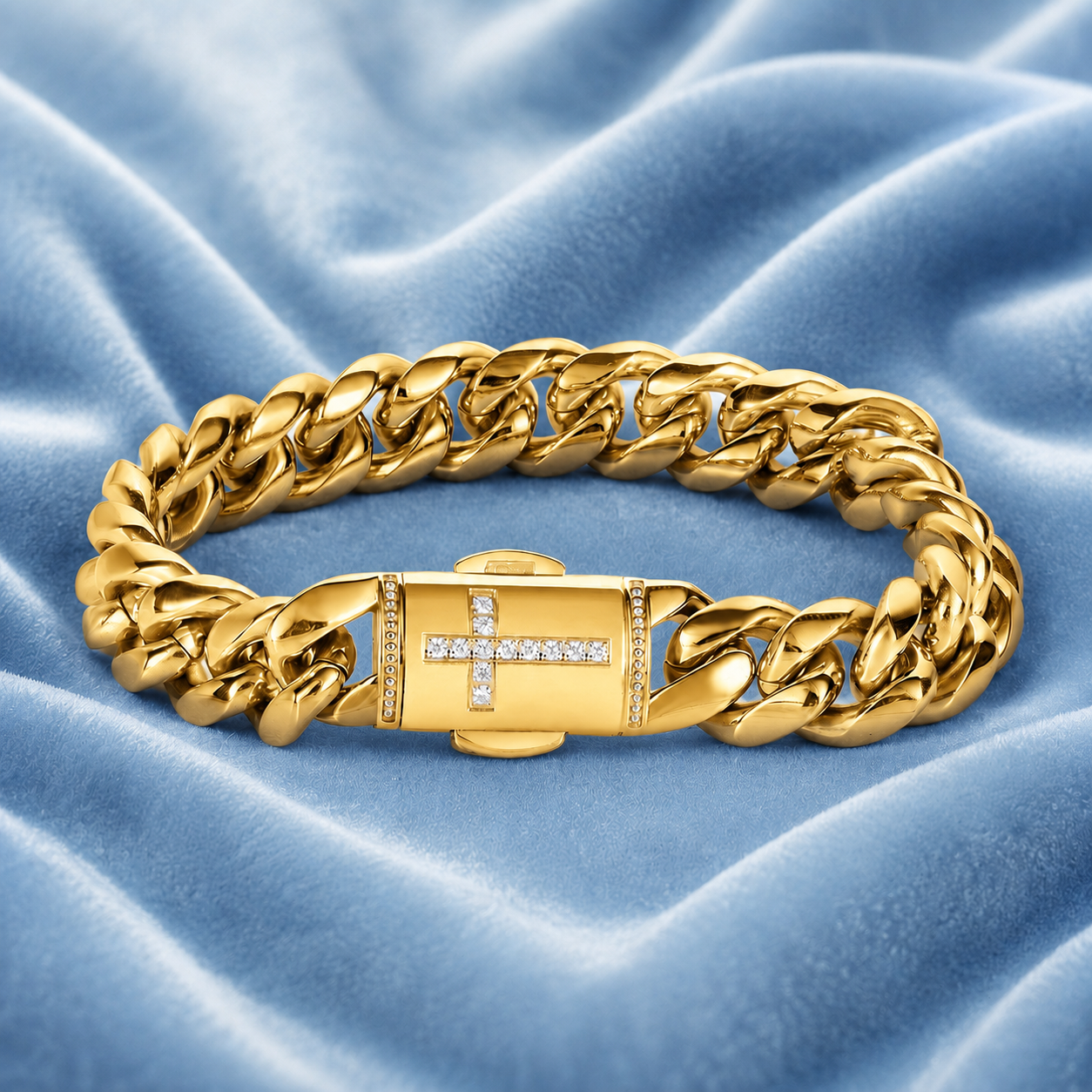 12mm Cuban Cross Clasp Bracelet 5A CZ