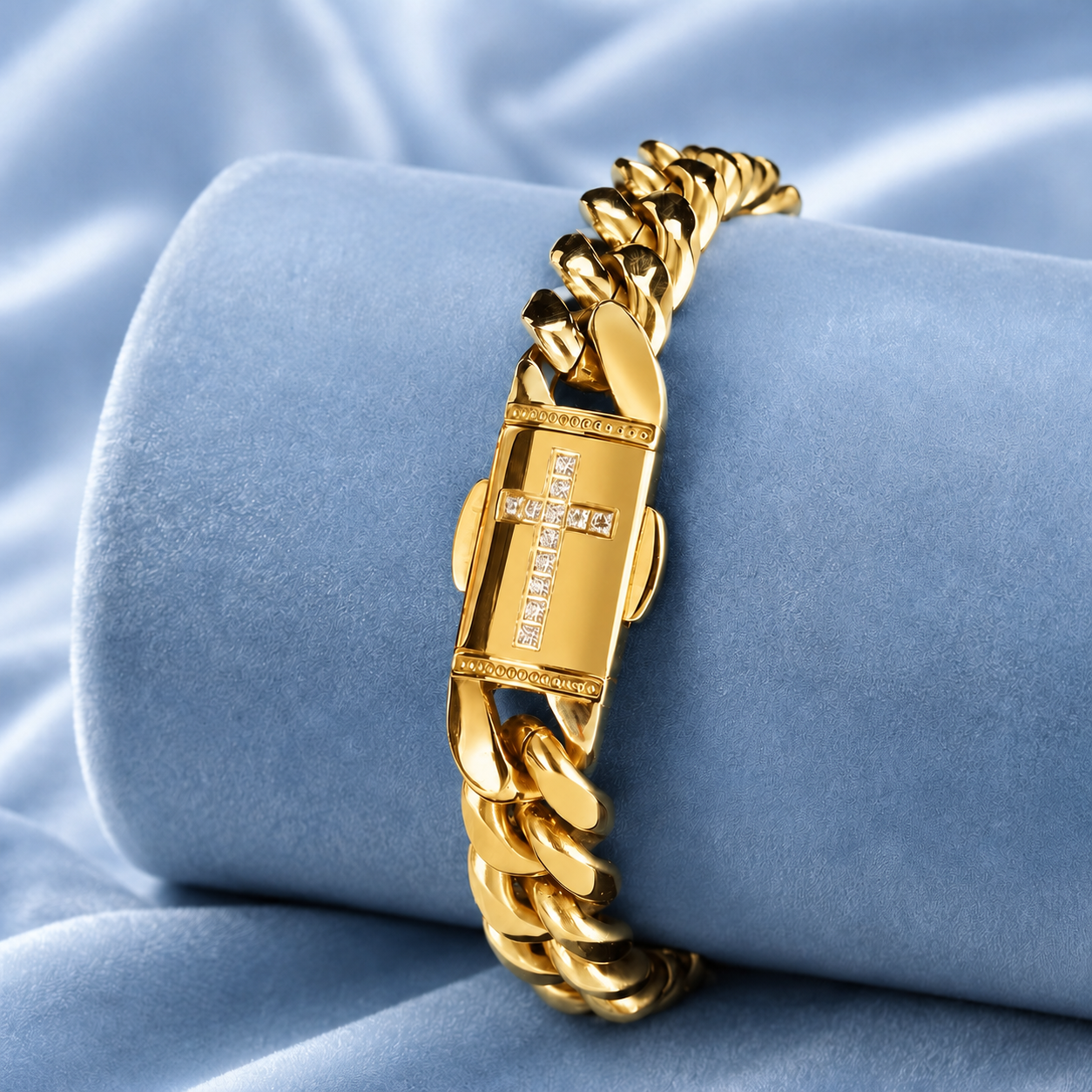 12mm Cuban Cross Clasp Bracelet 5A CZ