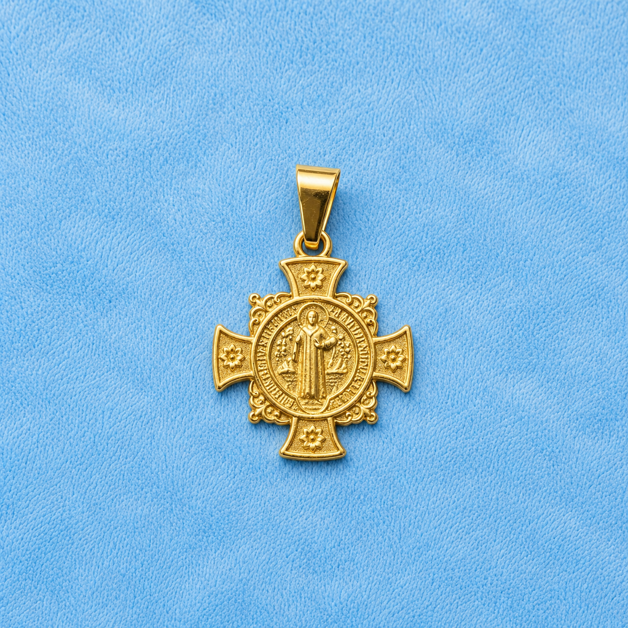 Gold Saint Benedict Cross Pendant