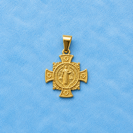 Gold Saint Benedict Cross Pendant