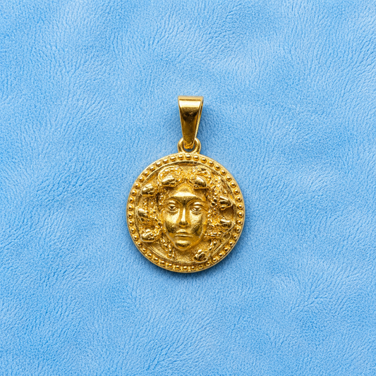 Gold Medusa Head Pendant