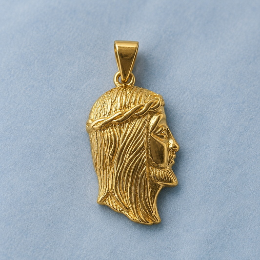 Gold Jesus Side Profile Pendant