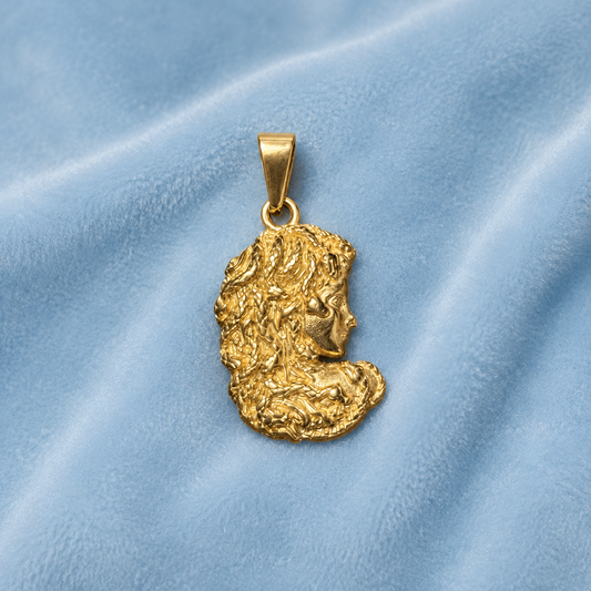 Gold Greek Goddess Profile Pendant