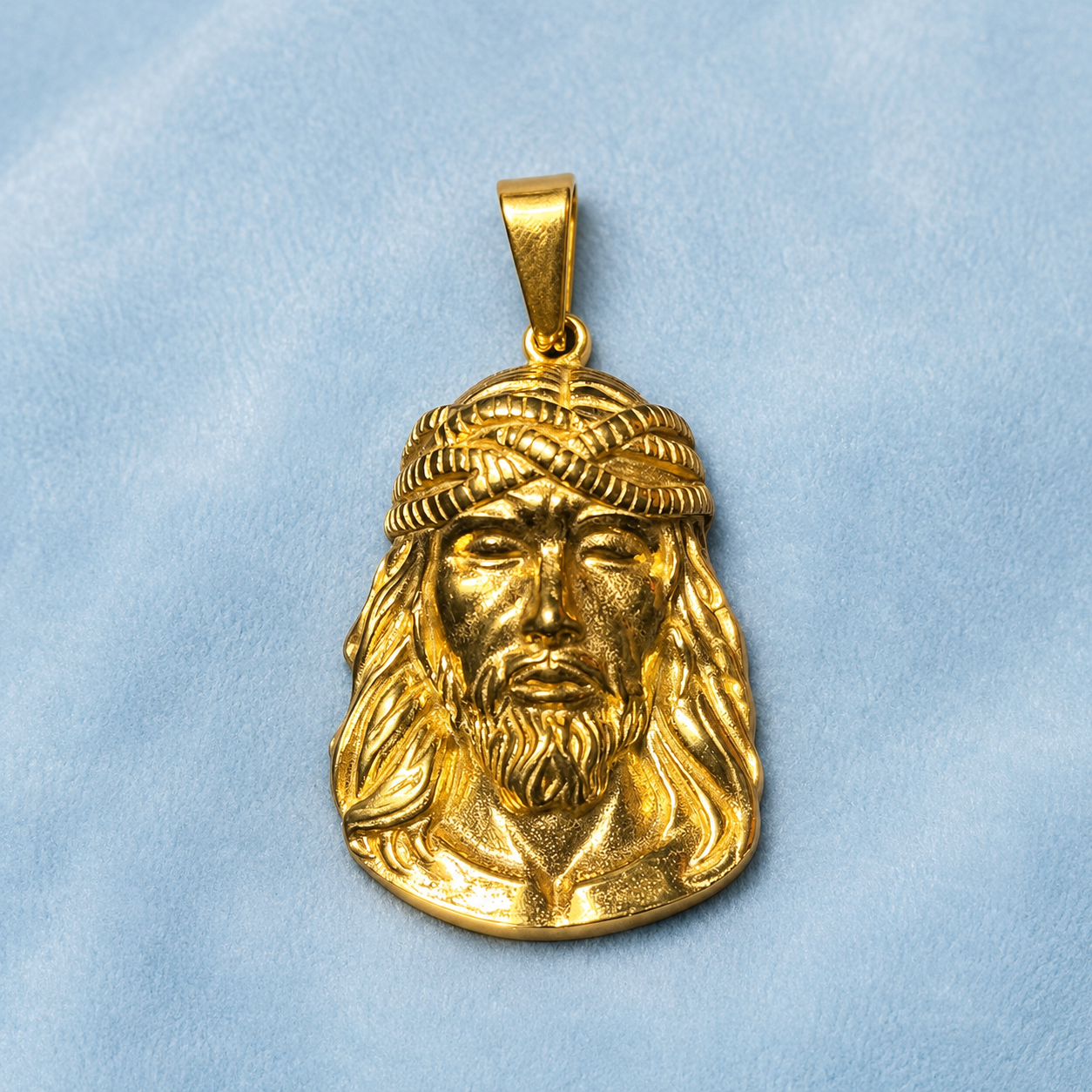 Gold Jesus Face Pendant