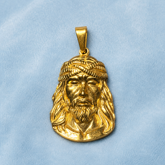 Gold Jesus Face Pendant