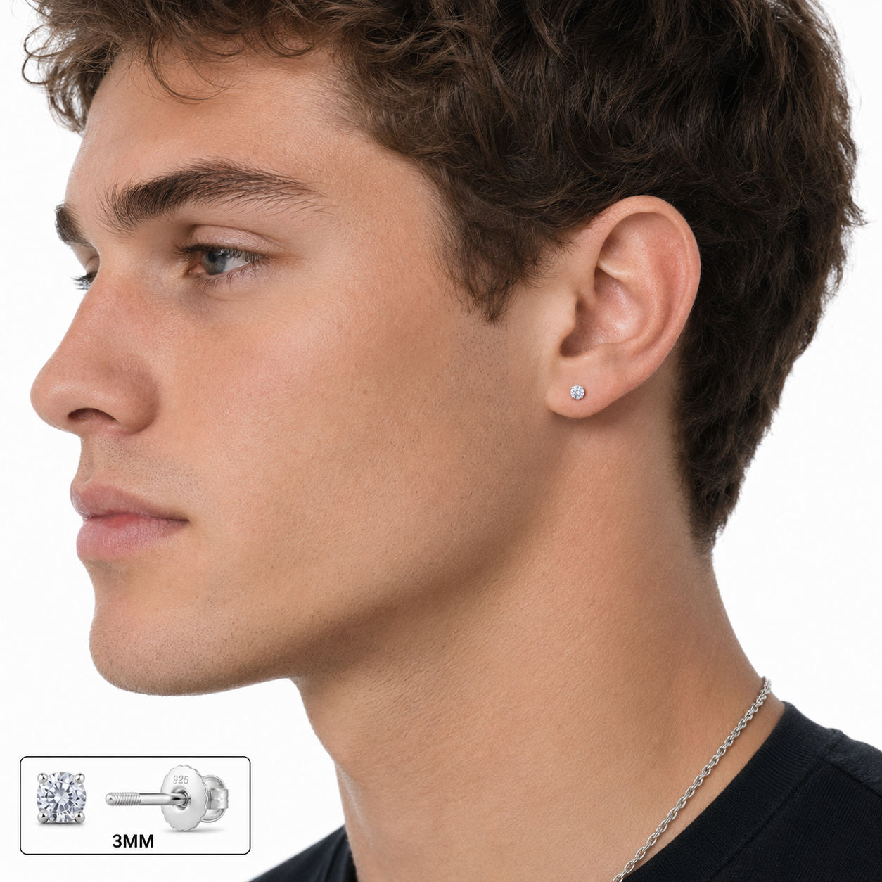 3mm STUD EARRINGS VVS MOISSANITE