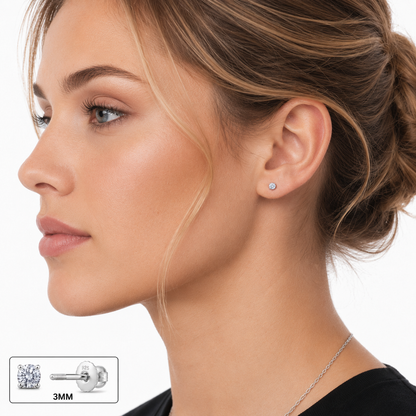 3mm STUD EARRINGS VVS MOISSANITE
