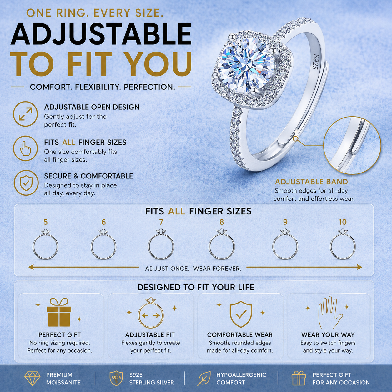 Square Halo Ring 1ct VVS MOISSANITE