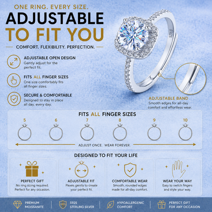 Square Halo Ring 1ct VVS MOISSANITE