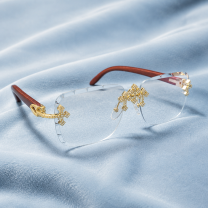 Iced out Cross Glasses clear