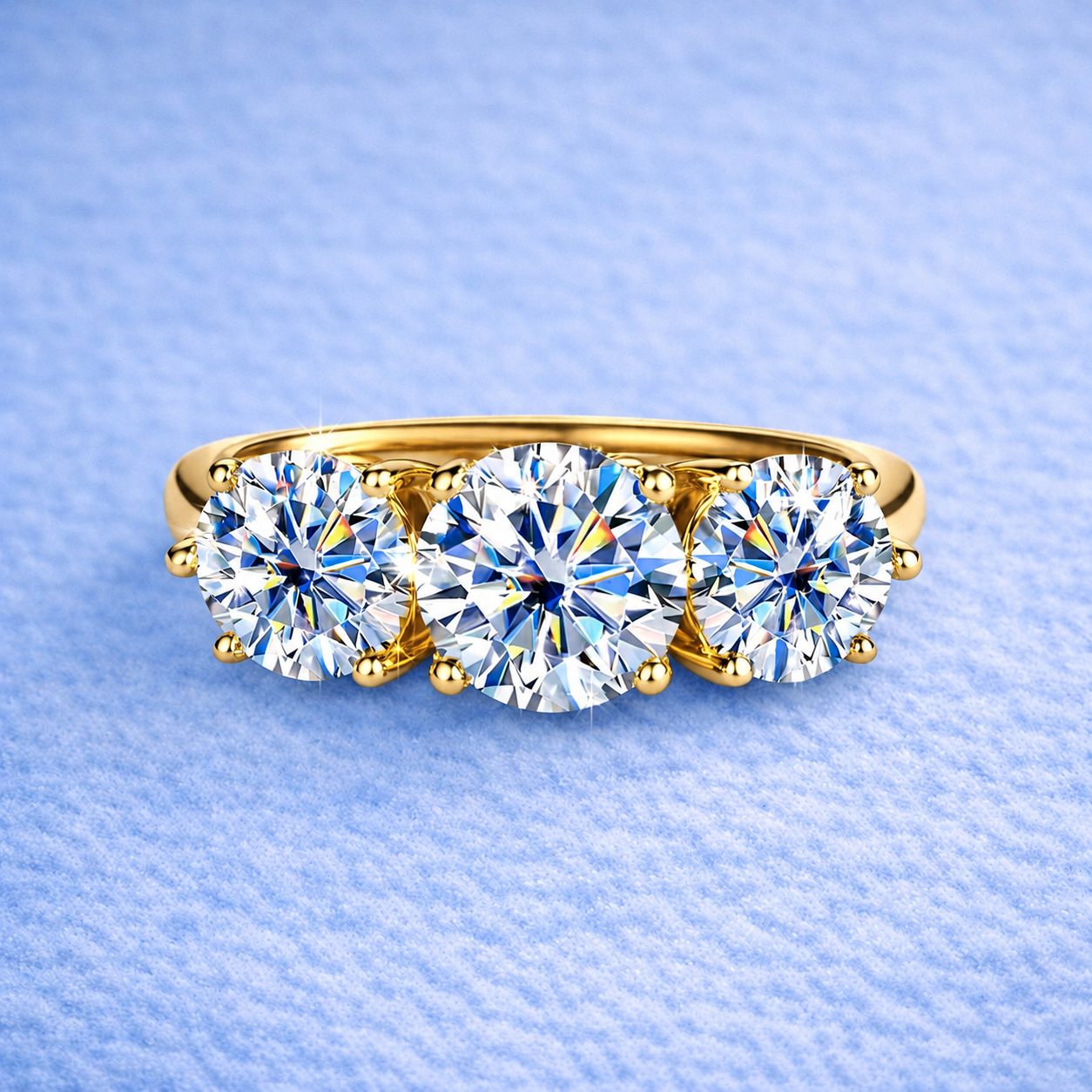 TRIPLE MOISSANTE RING VVS MOISSANITE