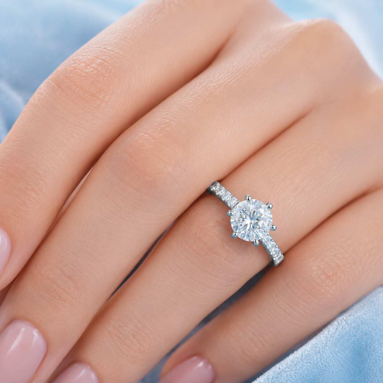 SOLITARE PAVE RING